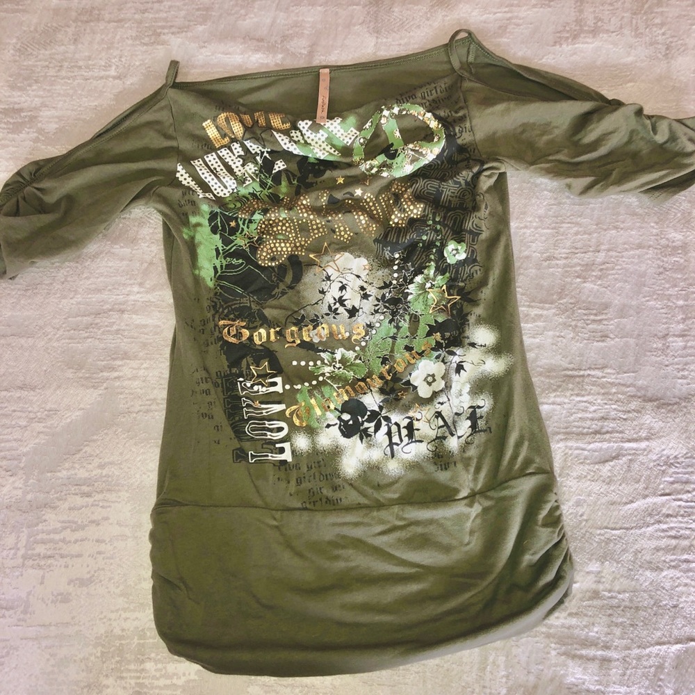 Vintage off shoulder khaki size small/medium